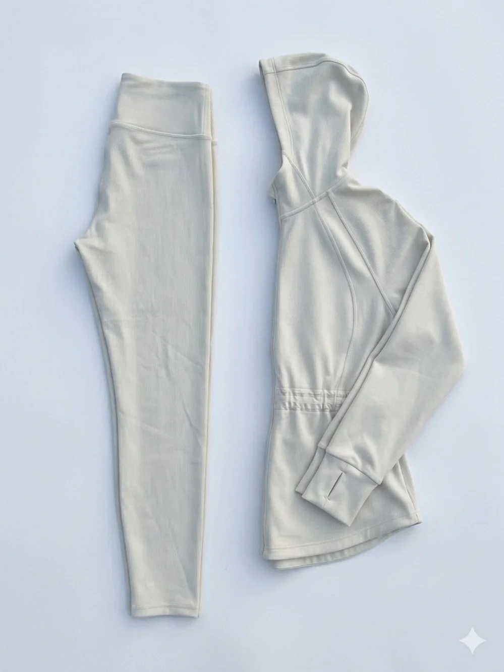 Mono B 2-Piece Ribbed Lounge Set Hoodie & Leggings Size L